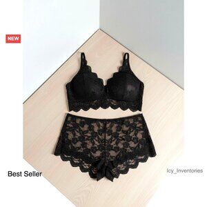 Sexy Lace Halter Bralette High Waist Panty Set Plus Size Lingerie